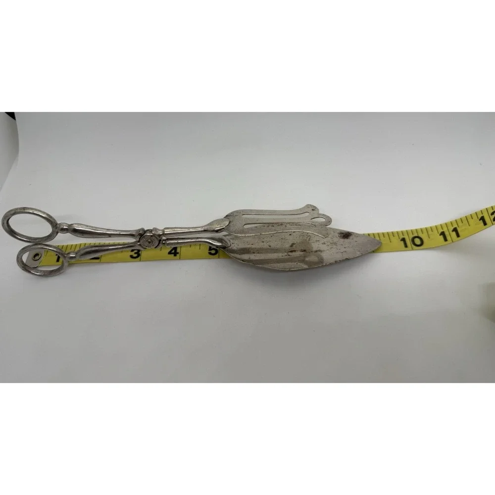 Vintage Italy Silver Plated Scissors-Style Serving Tongs Salad Cake Sandwich